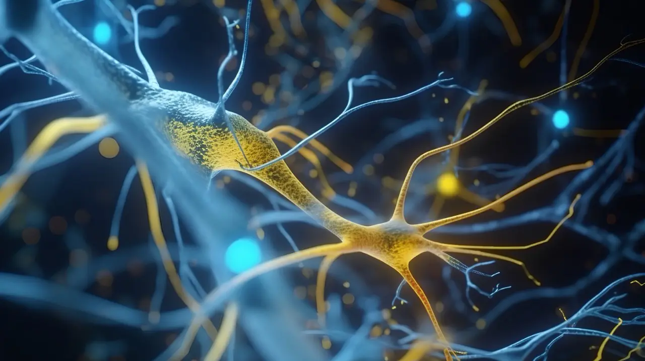 神经元细胞网络的三维示意图